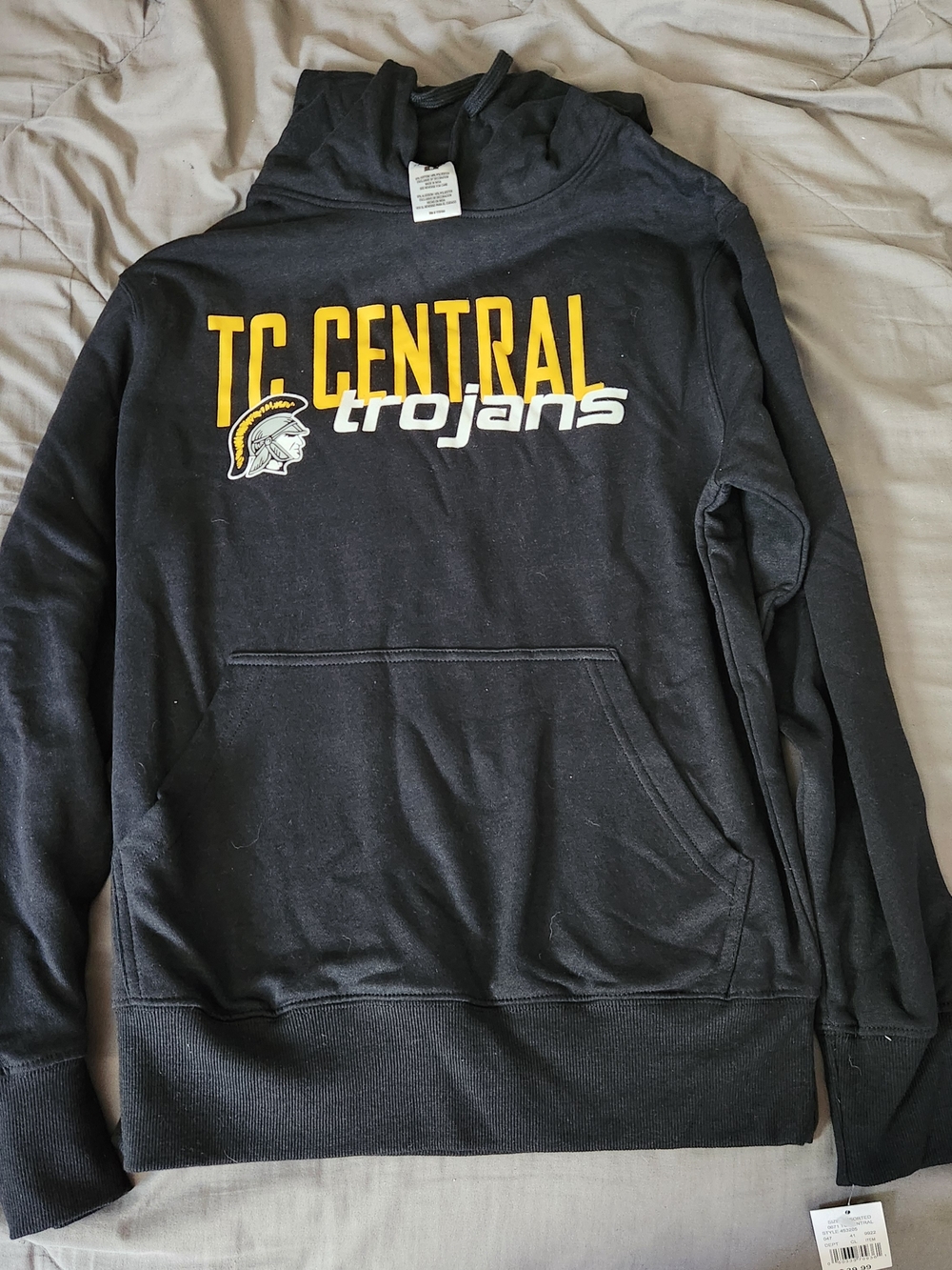TC Central Trojans Black Hooded Pullover Sweatshirt